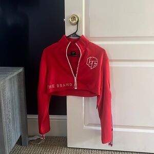 LF red cropped jacket with buckles